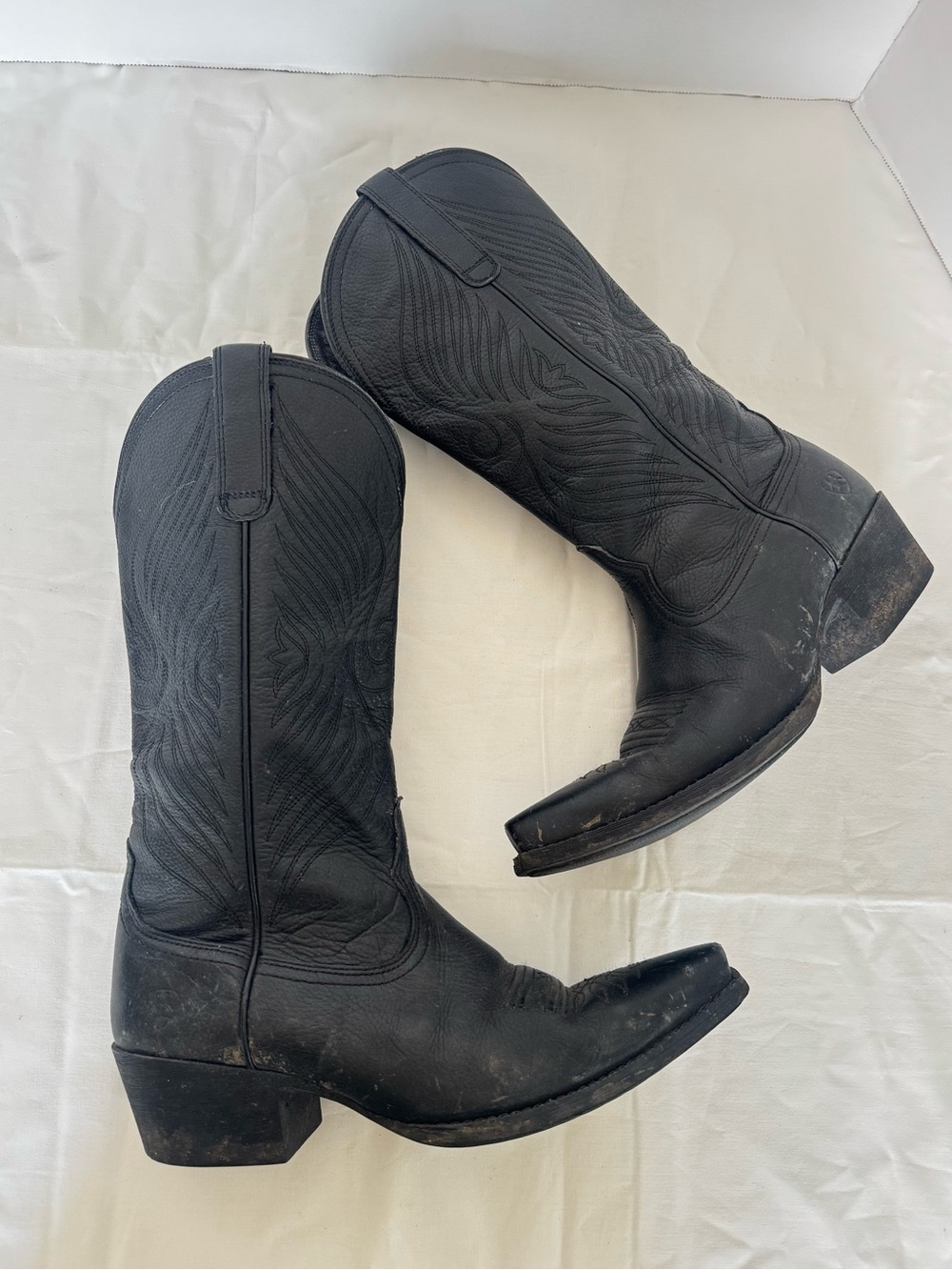 Ariat Black Leather Western Heeled Boots Size 6.5B